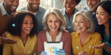 Diverse individuals reviewing affordable health insurance plans on a tablet.