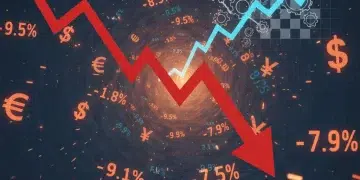 Financial graph showing a declining portfolio value amidst rising inflation, symbolizing investment risk.
