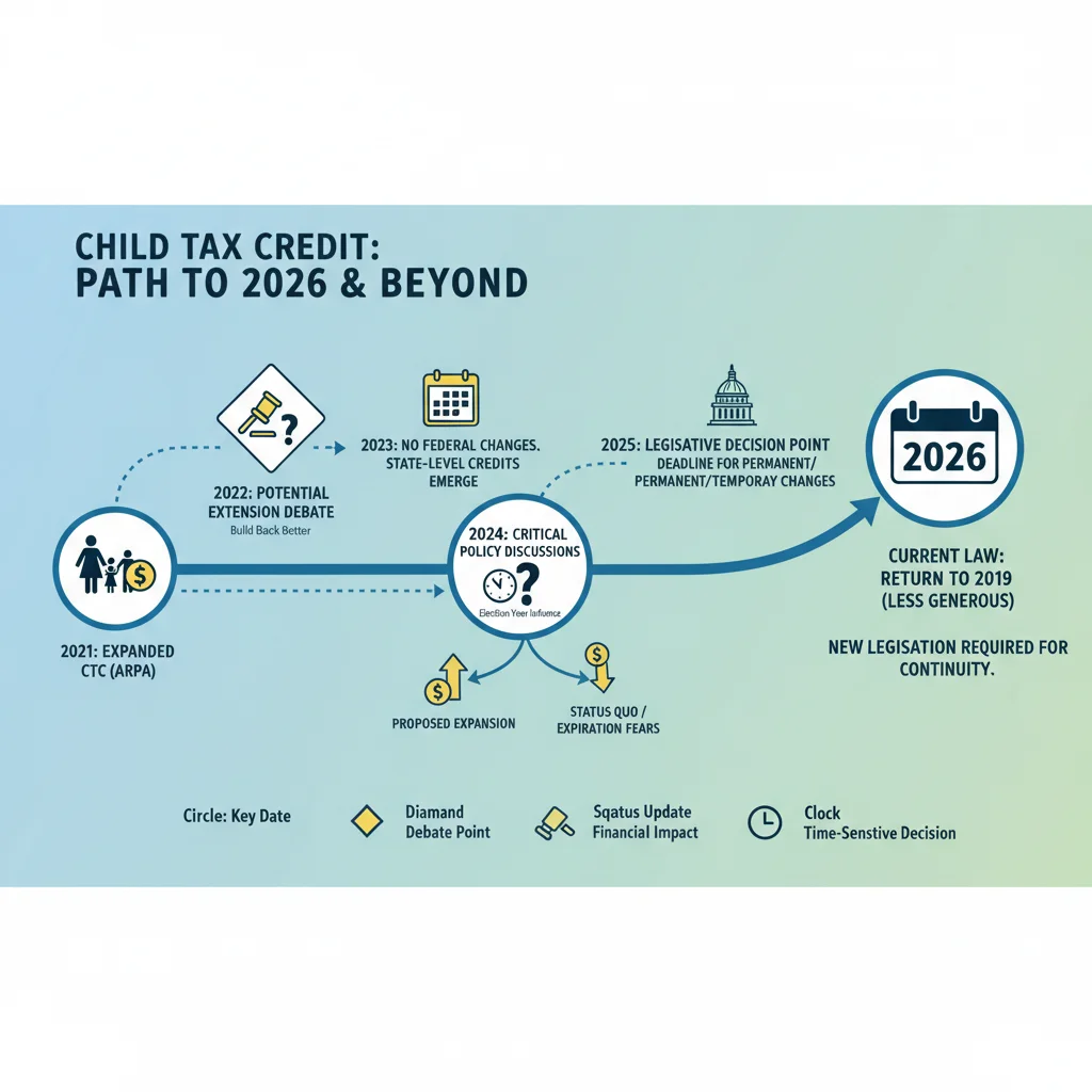 Infographic detailing Child Tax Credit legislative timeline and key dates for 2026