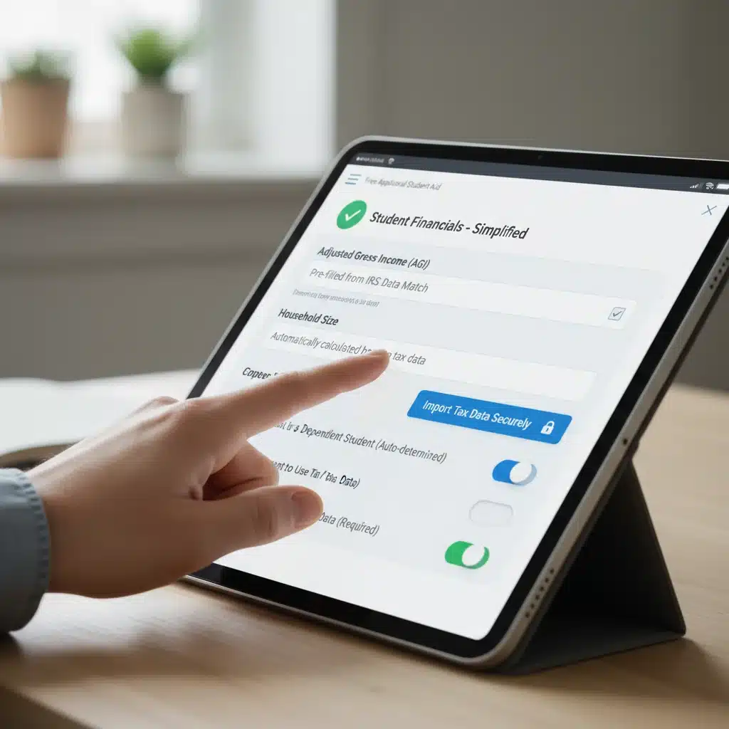 Simplified digital FAFSA application process on a tablet