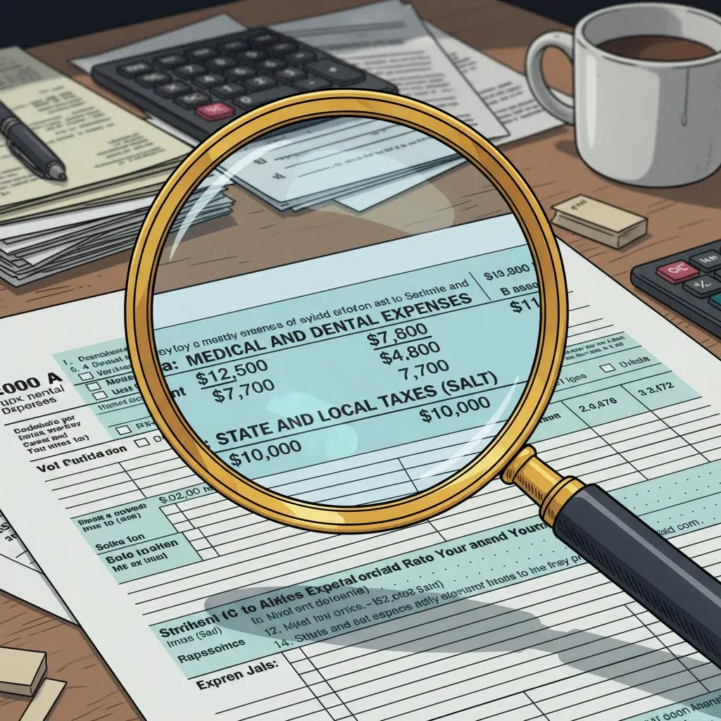 Magnifying glass examining tax deduction changes for 2026
