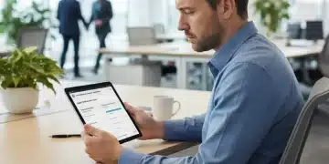Person reviewing unemployment insurance updates on a tablet